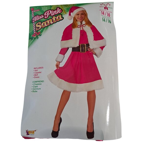 Forum Novelties Dresses & Skirts - Costume MISS PINK SANTA Suit Adult 14/16 Christmas Party Forum Novelty Poly NEW